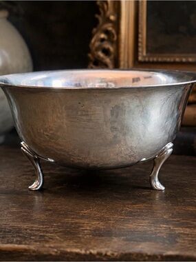 Stieff Pewter Footed Pewter Bowl 9” Diameter